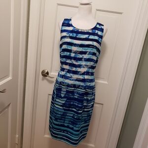 Ivanka Trump Striped Sleeveless Lined Dress Size 8, Business, Classic